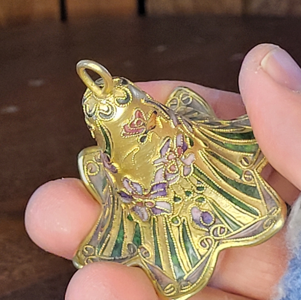 Floral Enamel Bell Ornament - Picture 6 of 15